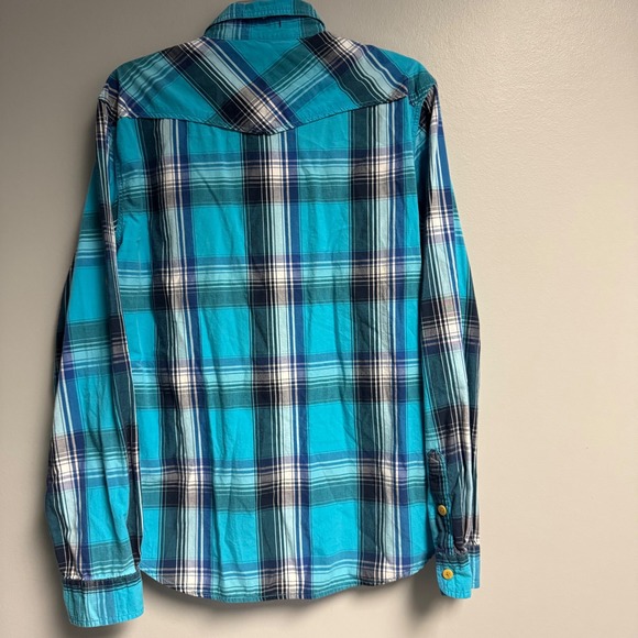 Carbon2Cobalt Button Up Shirt Mens XL Plaid Slim Fit Long Sleeve Pearl Snaps - Picture 11 of 15